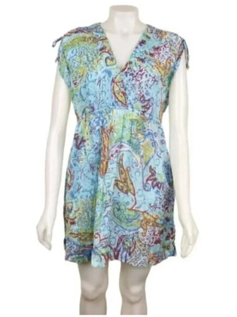 Lauren Ralph Lauren Tropical Beach Cover Up Dress Floral  Blue